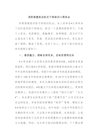 消防救援政治机关干部培训心得体会