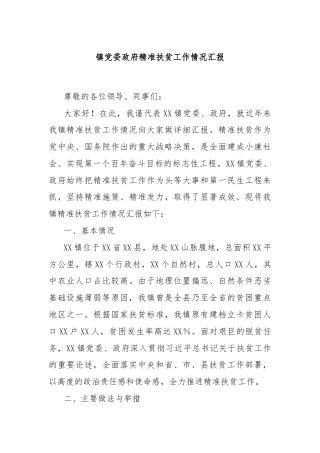 镇党委政府精准扶贫工作情况汇报