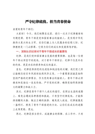 严守纪律底线，担当青春使命