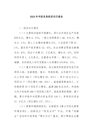 2024年市经发局经济运行报告
