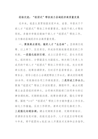 经验交流：“组团式”帮扶助力县域经济高质量发展