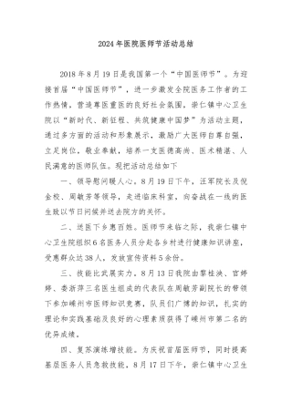 2024年医院医师节活动总结