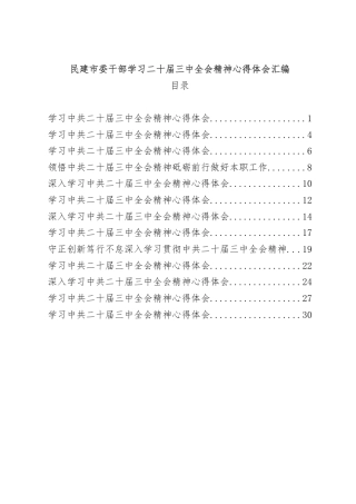 民建市委干部学习二十届三中全会精神心得体会汇编
