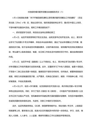 违规吃喝问题吃喝风红包风专项整治工作自查报告范文3篇