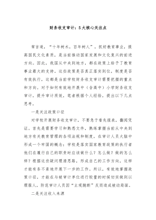 财务收支审计：5大核心关注点