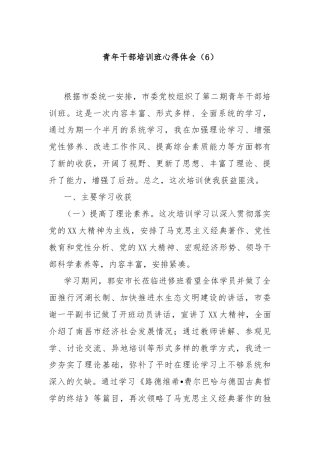 青年干部培训班心得体会（6）