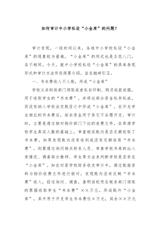 如何审计中小学私设“小金库”的问题？