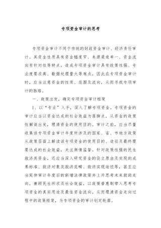 专项资金审计的思考
