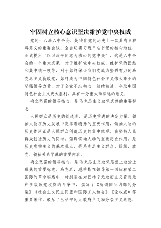 牢固树立核心意识坚决维护党中央权威