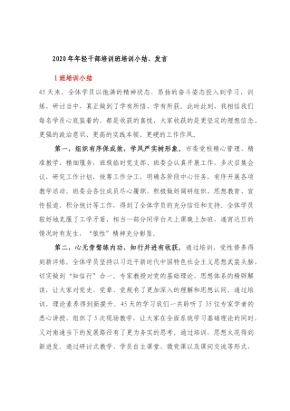 年轻干部培训班培训小结、发言