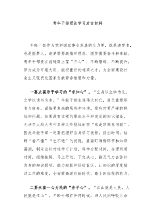 青年干部理论学习发言材料