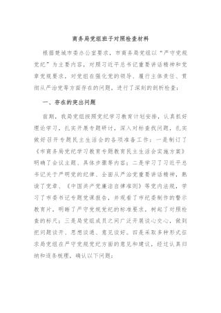 商务局党组班子对照检查材料