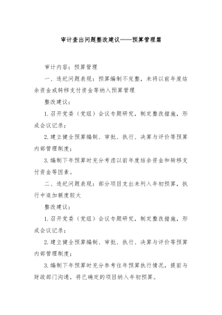 审计查出问题整改建议——预算管理篇