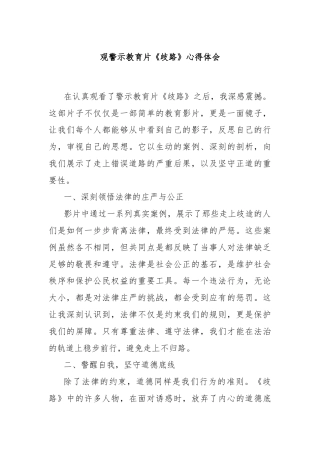观警示教育片《歧路》心得体会
