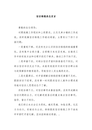信访维稳表态发言