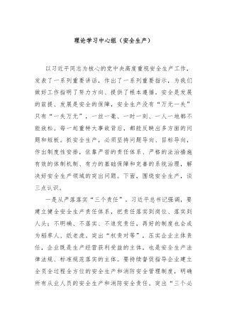 理论学习中心组（安全生产）
