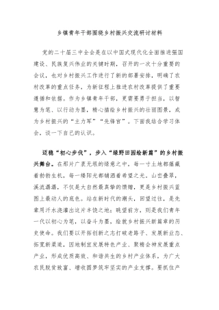 乡镇青年干部围绕乡村振兴交流研讨材料
