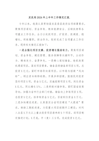 发改局2024年上半年工作情况汇报.