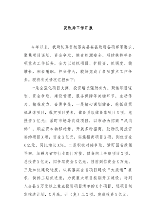 发改局工作汇报