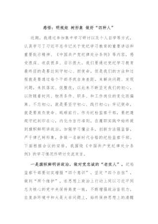 感悟：明规矩 树形象 做好“四种人”