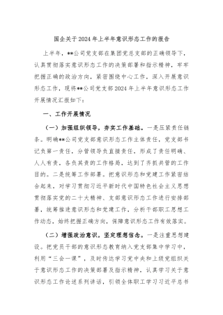 国企关于2024年上半年意识形态工作的报告