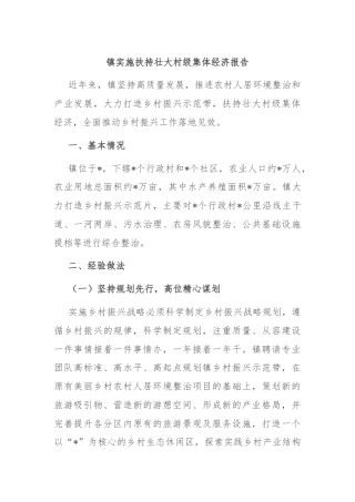 镇实施扶持壮大村级集体经济报告