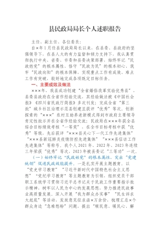 县民政局局长个人述职报告