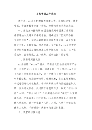 县共青团工作总结
