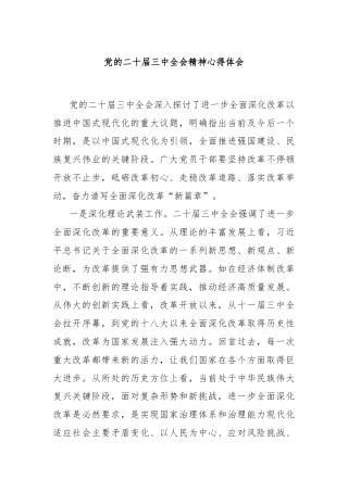 党的二十届三中全会精神心得体会
