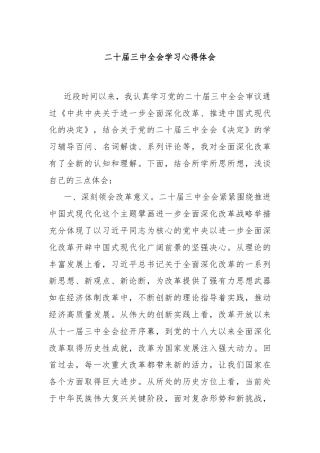 二十届三中全会学习心得体会