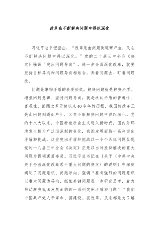 改革在不断解决问题中得以深化