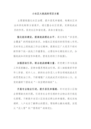 小社区大统战的项目方案