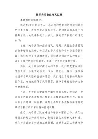 银行向巡查组情况汇报