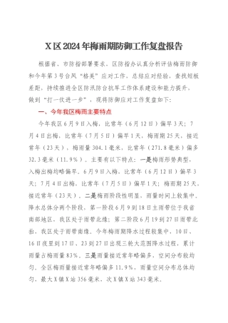 X区2024年梅雨期防御工作复盘报告