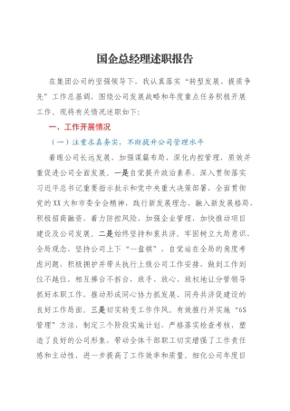 国企总经理述职报告