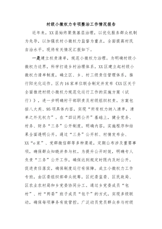 村级小微权力专项整治工作情况报告