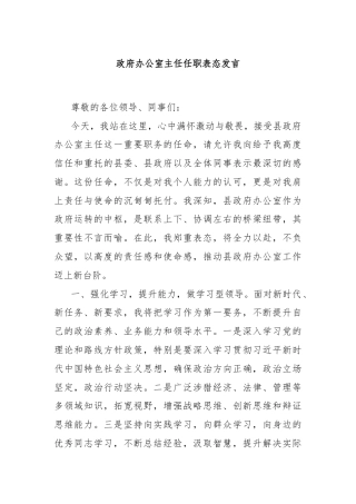 政府办公室主任任职表态发言