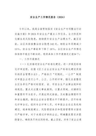 安全生产工作情况报告（2024）