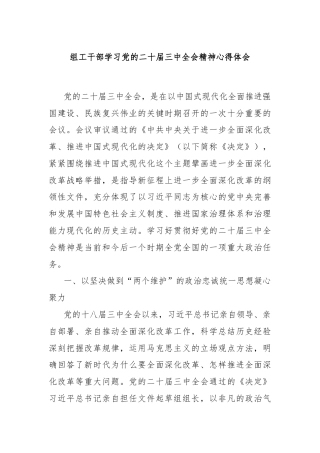 组工干部学习党的二十届三中全会精神心得体会