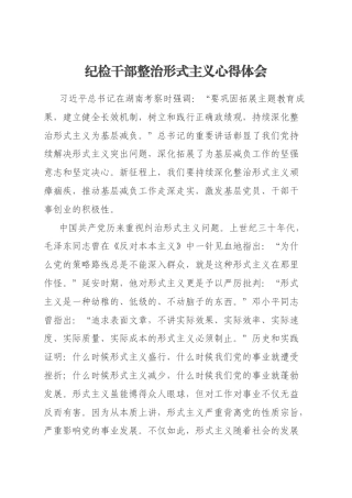 纪检干部整治形式主义心得体会
