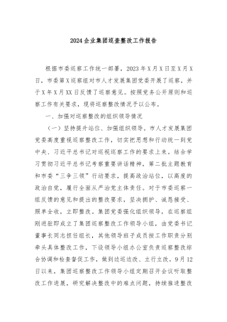 2024企业集团巡查整改工作报告