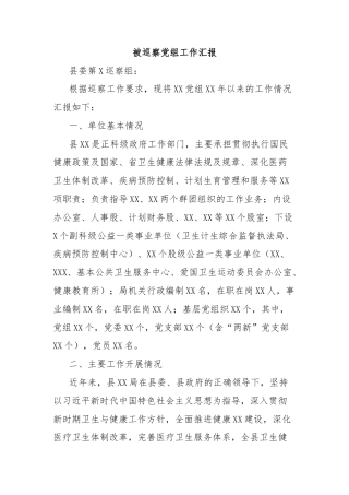 被巡察党组工作汇报