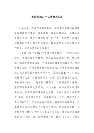 发改局2024年工作情况汇报
