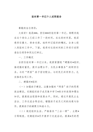 驻村第一书记个人述职报告