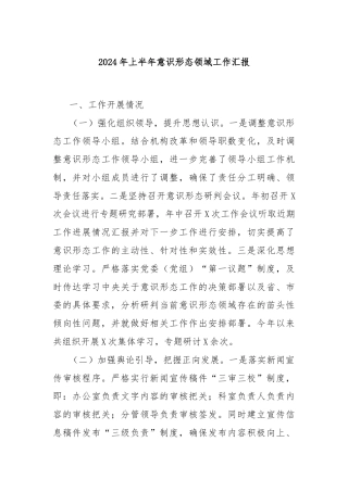 2024年上半年意识形态领域工作汇报
