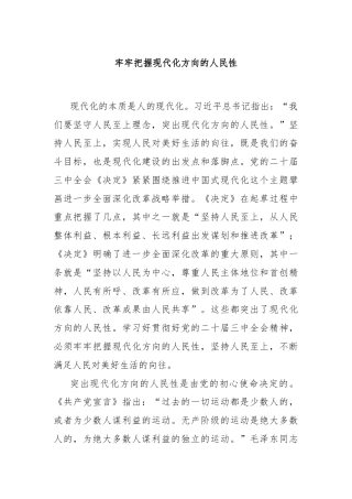 牢牢把握现代化方向的人民性