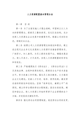 人力资源配置基本管理办法