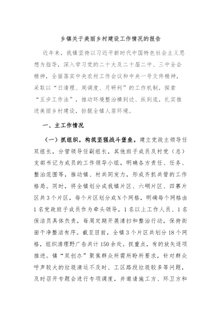 乡镇关于美丽乡村建设工作情况的报告