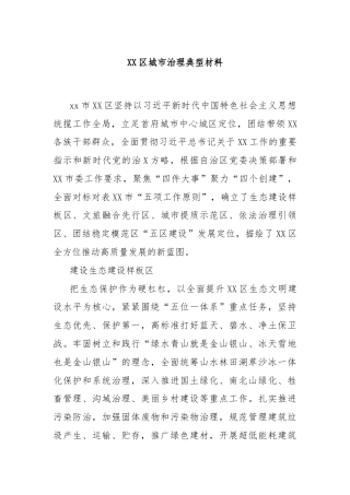 XX区城市治理典型材料