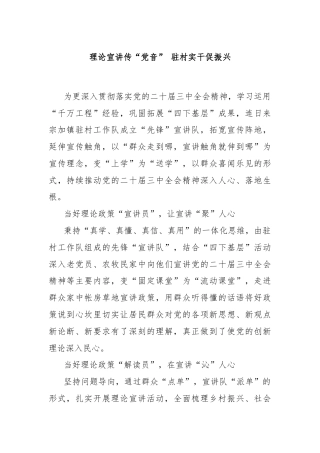 理论宣讲传“党音” 驻村实干促振兴